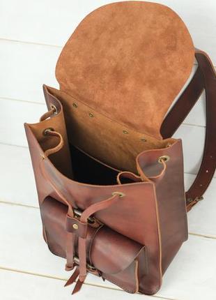Женский кожаный рюкзак флоренция, натуральная кожа итальянский краст цвет коричневий, оттенок вишня5 фото