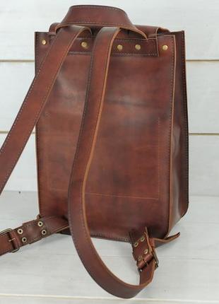 Женский кожаный рюкзак флоренция, натуральная кожа итальянский краст цвет коричневий, оттенок вишня4 фото