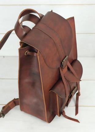 Женский кожаный рюкзак флоренция, натуральная кожа итальянский краст цвет коричневий, оттенок вишня2 фото