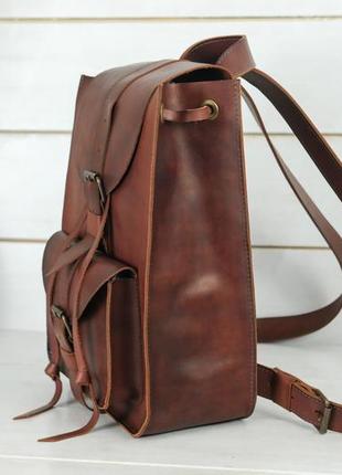 Женский кожаный рюкзак флоренция, натуральная кожа итальянский краст цвет коричневий, оттенок вишня3 фото