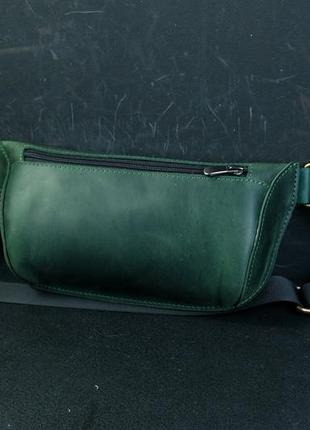 Кожаная сумка "модель №70 мини" с фастексом, натуральная винтажная кожа, цвет зеленый