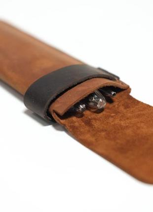 Кожаный пенал "мини", натуральная винтажная кожа, цвет коричневый оттенок шоколад