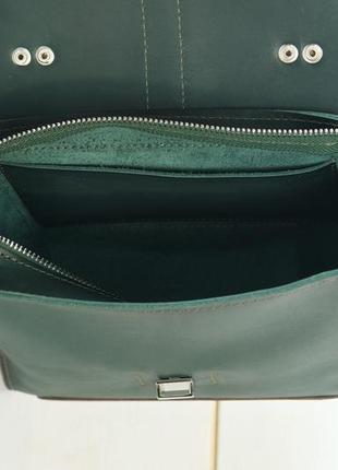 Женская кожаная сумка марта, натуральная кожа итальянский краст, цвет зеленый6 фото