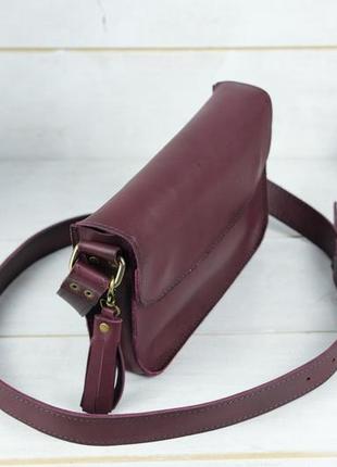 Жіноча шкіряна сумка берті, натуральна шкіра італійський краст, колір бордо3 фото