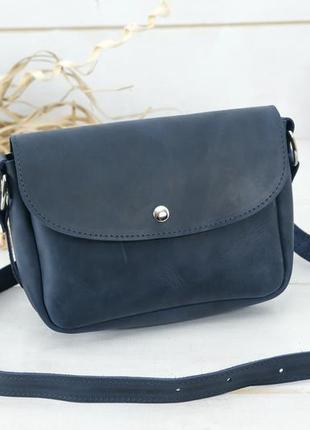 Женская кожаная сумка мия, натуральная винтажная кожа, цвет синий2 фото