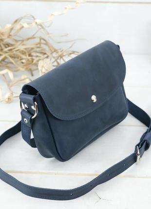 Женская кожаная сумка мия, натуральная винтажная кожа, цвет синий3 фото