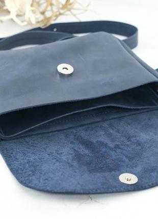Женская кожаная сумка мия, натуральная винтажная кожа, цвет синий6 фото