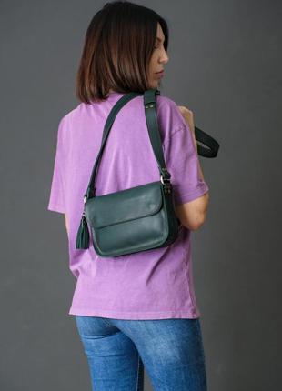Женская кожаная сумка берти, натуральная кожа итальянский краст, цвет зеленый