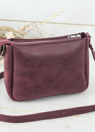 Женская кожаная сумка надежда, натуральная винтажная кожа, цвет бордо2 фото