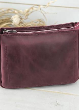 Женская кожаная сумка надежда, натуральная винтажная кожа, цвет бордо5 фото