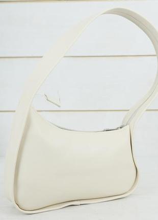 Женская кожаная сумка бренда, натуральная гладкая кожа, цвет бежевый1 фото