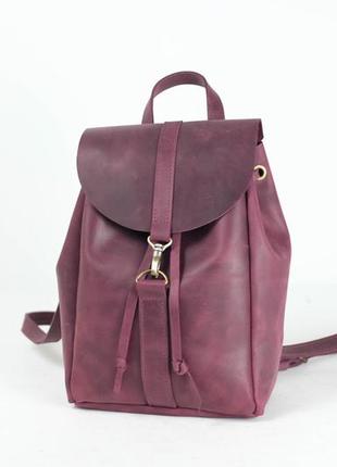 Женский кожаный рюкзак киев, размер средний, натуральная винтажная кожа цвет бордо