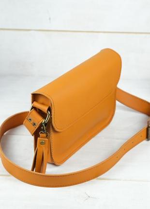 Женская кожаная сумка берти, натуральная кожа grand, цвет янтарь3 фото