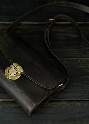 Женская кожаная сумка скарлет, натуральная винтажная кожа, цвет коричневый, оттенок шоколад2 фото