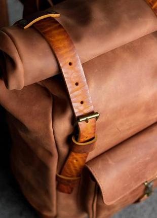 Чоловічий шкіряний рюкзак "hankle h42" натуральна вінтажна шкіра, колір коньяк + бурштин5 фото