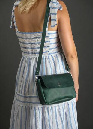 Женская кожаная сумка диана, натуральная винтажная кожа, цвет зеленый