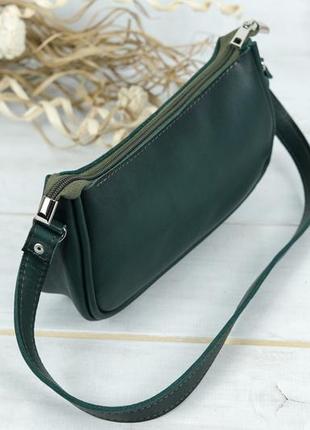 Жіноча шкіряна сумка джулс, натуральна шкіра італійський краст, колір зелений3 фото