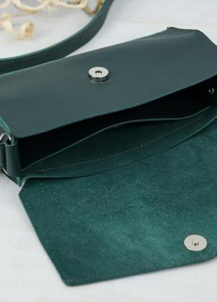 Жіноча шкіряна сумка ромбик, натуральна шкіра grand, колір зелений6 фото