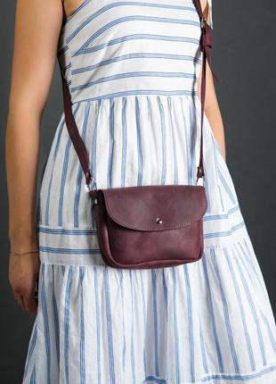 Жіноча шкіряна сумка мія, натуральна вінтажна шкіра, колір бордо1 фото