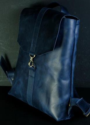 Женский кожаный рюкзак монако, натуральная винтажная кожа цвет синий2 фото