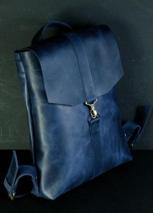 Женский кожаный рюкзак монако, натуральная винтажная кожа цвет синий3 фото