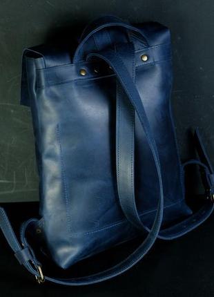 Женский кожаный рюкзак монако, натуральная винтажная кожа цвет синий4 фото