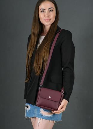 Женская кожаная сумка макарун, натуральная кожа grand, цвет бордо