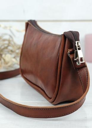 Женская кожаная сумка джулс, натуральная кожа итальянский краст, цвет коричневий, оттенок вишня4 фото