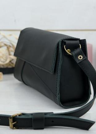 Женская кожаная сумка френки вечерняя, натуральная кожа grand, цвет черный4 фото