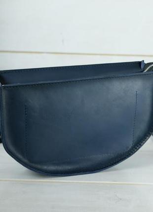 Женская кожаная сумка фуксия, натуральная кожа итальянский краст, цвет синий5 фото