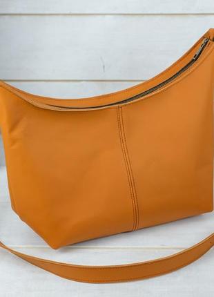 Женская кожаная сумка луна, натуральная кожа grand, цвет янтарь1 фото