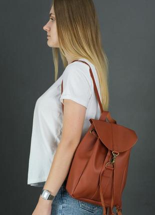 Жіночий шкіряний рюкзак київ, розмір міні, натуральна шкіра grand колір коричневый, відтінок коньяк