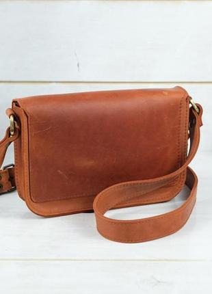 Жіноча шкіряна сумка берті, натуральна вінтажна шкіра, колір коричневый, відтінок коньяк5 фото