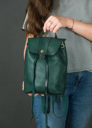 Жіночий шкіряний рюкзак прага, натуральна шкіра італійський краст колір зелений