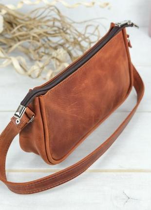 Жіноча шкіряна сумка джулс, натуральна вінтажна шкіра, колір коричневый, відтінок коньяк3 фото