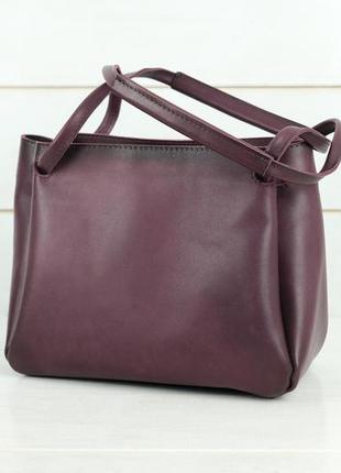 Женская кожаная сумка азия, натуральная кожа итальянский краст, цвет бордо