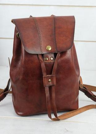 Женский кожаный рюкзак прага, натуральная кожа итальянский краст цвет коричневий, оттенок вишня