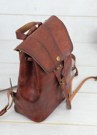 Женский кожаный рюкзак прага, натуральная кожа итальянский краст цвет коричневий, оттенок вишня