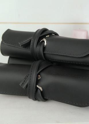 Кожаный пенал "скрутка на 8 кармана", натуральная кожа grand, цвет черный2 фото