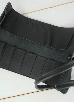Кожаный пенал "скрутка на 8 кармана", натуральная кожа grand, цвет черный4 фото