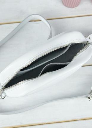 Жіноча шкіряна сумка віола. натуральна гладка шкіра, колір білий6 фото