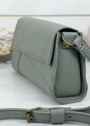 Женская кожаная сумка френки вечерняя, натуральная кожа grand, цвет серый4 фото