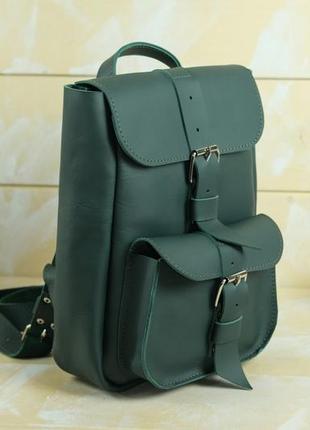 Жіночий шкіряний рюкзак джун, натуральна шкіра grand колір зелений3 фото
