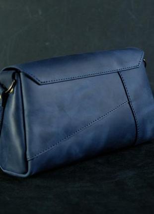 Женская сумка френки, натуральная винтажная кожа, цвет синий5 фото