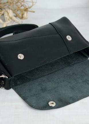 Женская кожаная сумка френки, натуральная гладкая кожа, цвет чёрный6 фото