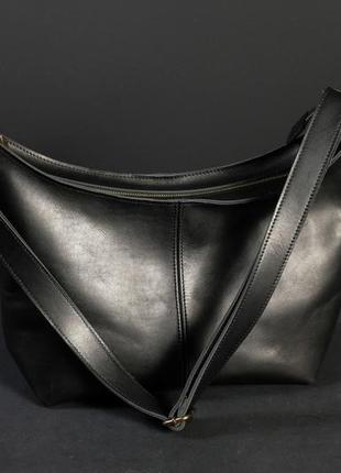 Женская кожаная сумка луна, натуральная кожа итальянский краст, цвет черный