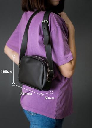 Женская кожаная сумка виола, натуральная гладкая кожа, цвет черный7 фото