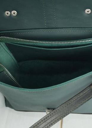 Женская кожаная сумка марта, натуральная кожа grand, цвет зеленый6 фото