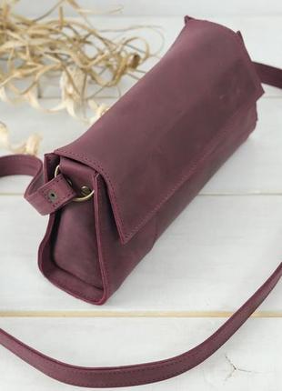 Жіноча шкіряна сумка френкі вечірня, натуральна вінтажна шкіра, колір бордо3 фото