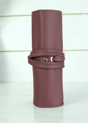 Кожаный пенал "скрутка на 8 кармана", натуральная кожа grand, цвет бордо5 фото